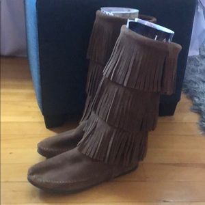 Minnetonka ‘Triple Fringe’ Boots (worn once!!!)